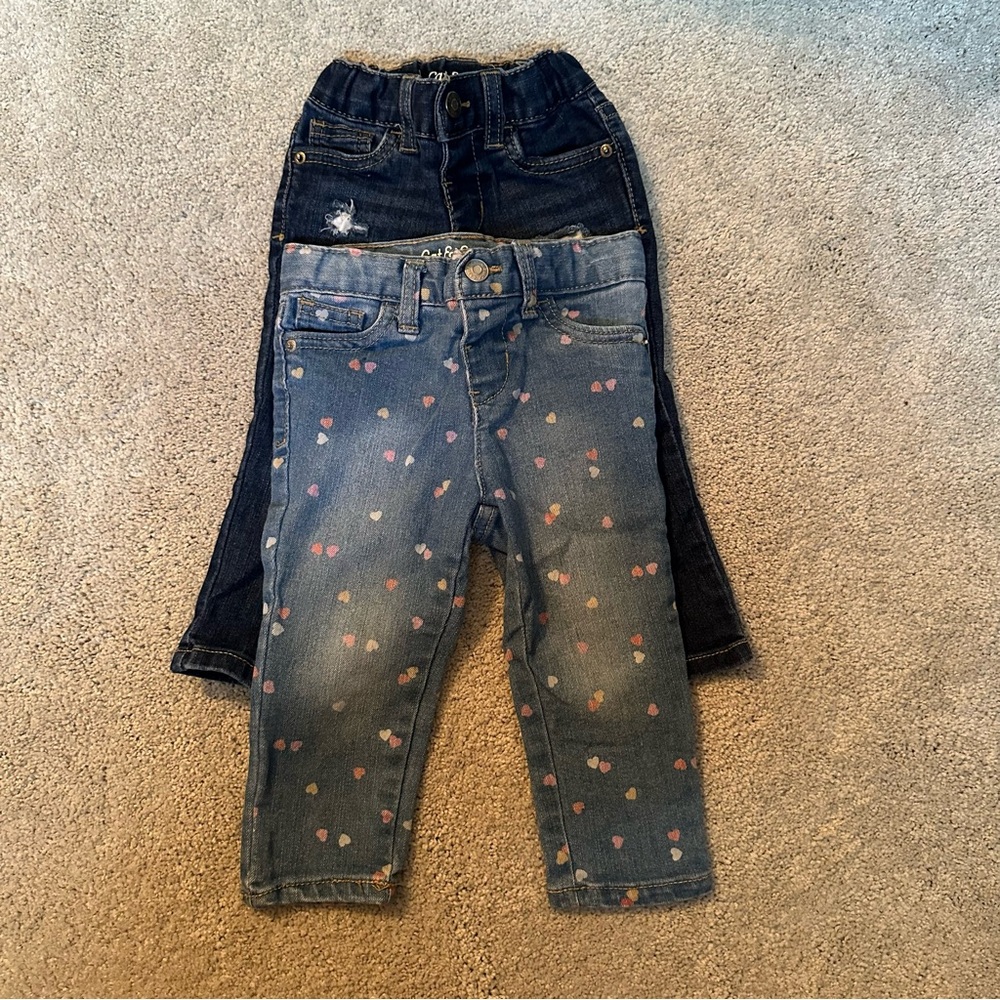 Kids Denim Jeans with Heart Print